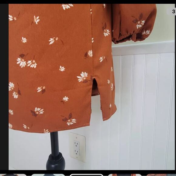 Abercrombie & Fitch Rust Floral Long Sleeve Mini Dress - Picture 4 of 16